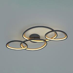 Trio Lighting LED таванна лампа „Sivo“, дължина 103 см, матово черно, метал CCT, Затъмняване, Черен, Дневна/трапезария, Метал