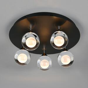 Trio Lighting LED таванна лампа „Calista“, хром, Ø 43 см, метал/стъкло, 5 лампи, Затъмняване, Хром, Дневна/трапезария, Метал, Модерен