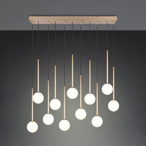 Trio Lighting Висяща лампа „Firano“, златист цвят, дължина 129 см, метал, 11-лампова., Злато / месинг, Дневна/трапезария, Метал, Модерен