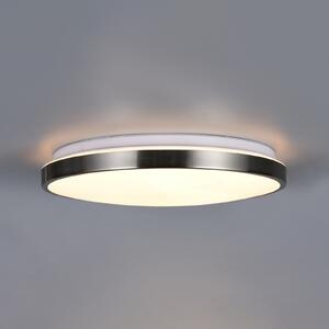 Trio Lighting LED таванна лампа „Fena“, матов никел, Ø 38 см, метал, IP44, Затъмняване, Металик, Баня, Метал, Модерен