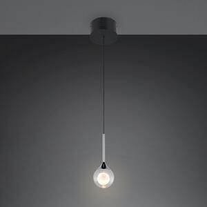 Trio Lighting LED висяща лампа „Calista“, хромиран цвят, Ø 10 см, метал/стъкло, CCT, Затъмняване, Хром, Дневна/трапезария, Метал, Модерен