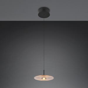 Trio Lighting LED висяща лампа „Sirena“, черно/кехлибарено, Ø 20 см, стъкло, CCT, Затъмняване, Бежов, Дневна/трапезария, Стъкло