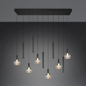 Trio Lighting LED висяща лампа „Меларо“, дължина 120 см, черна, метал/стъкло, 11-лампова, Затъмняване, Черен, Дневна/трапезария, Метал