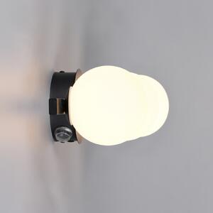 Trio Lighting Стенна лампа „Алфио“, 50 см, черна, метал/стъкло, IP44, 3 лампи, Черен, Баня, Метал, Модерен