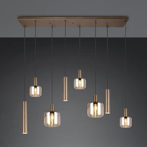 Trio Lighting Висяща лампа „Матаро“, платинен цвят, 118 см, 8-лъчева, стъкло/метал, Затъмняване, Металик, Дневна/трапезария, Стъкло, Модерен