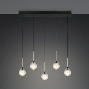 Trio Lighting LED висяща лампа „Calista“, хромирана, дължина 100 см, метал/стъкло, 5 лампи, Затъмняване, Хром, Дневна/трапезария, Метал, Модерен
