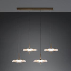 Trio Lighting LED висяща лампа Amalo в платинен цвят, дължина 146 см, CCT, 4-лампова, Затъмняване, Металик, Дневна/трапезария, Метал, Модерен