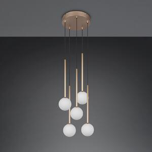 Trio Lighting Висяща лампа „Firano“, златист цвят, Ø 36 см, метал, с 5 крила., Злато / месинг, Дневна/трапезария, Метал, Модерен