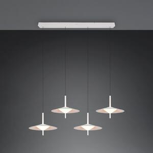 Trio Lighting LED висяща лампа „Амало“, матово бяла, дължина 146 см, CCT, 4-лампова, Затъмняване, Бял, Дневна/трапезария, Метал, Модерен