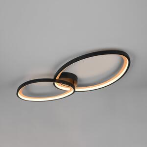 Trio Lighting LED таванна лампа „Sivo“, дължина 84 см, матово черно, метал, CCT, Затъмняване, Черен, Дневна/трапезария, Метал, Модерен