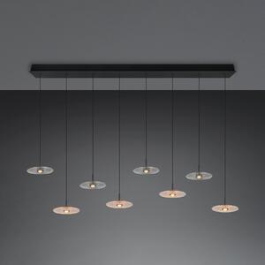 Trio Lighting LED висяща лампа „Sirena“ – черна/кехлибарена/пушена, 167 см, стъкло, 8-лампова, Затъмняване, Бежов, Дневна/трапезария, Стъкло