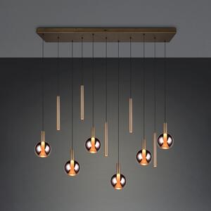 Trio Lighting LED висяща лампа „Меларо“, 120 см, платинен цвят, метал/стъкло, 11-лампова, Затъмняване, Металик, Дневна/трапезария, Метал