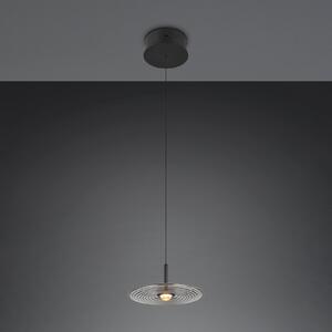 Trio Lighting LED висяща лампа „Sirena“, черна/димно сива, Ø 20 см, стъкло, CCT, Затъмняване, Сив, Дневна/трапезария, Стъкло