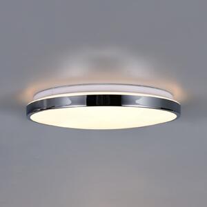 Trio Lighting LED таванна лампа „Fena“, хромиран цвят, Ø 38 см, метал, IP44, Затъмняване, Хром, Баня, Метал, Модерен
