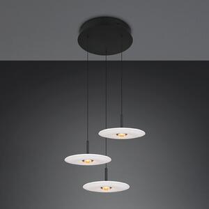 Trio Lighting LED висяща лампа „Sirena“, бяла, Ø 41 см, стъкло, с 3 крила., Затъмняване, Бял, Дневна/трапезария, Стъкло
