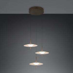 Trio Lighting LED висяща лампа „Amalo“ в платинен цвят, Ø 67 см, метал, CCT, 3-лампова, Затъмняване, Металик, Дневна/трапезария, Метал, Модерен