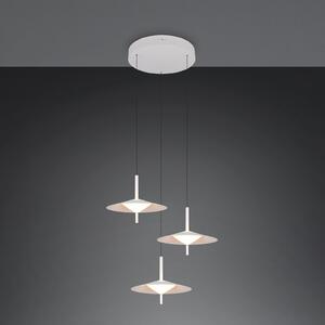 Trio Lighting LED висяща лампа „Амало“, матово бяло, Ø 67 см, метал, CCT 3-флг., Затъмняване, Бял, Дневна/трапезария, Метал, Модерен
