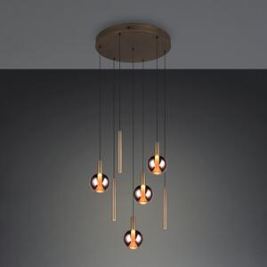 Trio Lighting LED висяща лампа „Меларо“, Ø 59 см, платинен цвят, метал/стъкло, CCT, 7-лампова, Затъмняване, Металик, Дневна/трапезария, Метал