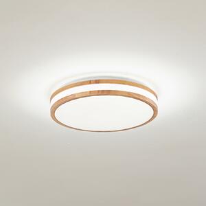 Lindby LED таванна лампа Emiva, Ø 40 см, светло дърво, CCT, Дърво, Дневна/трапезария, Дървесина, Модерен