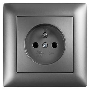 Единичен контакт със заземяване и рамка OSTE JNH001-G Grey
