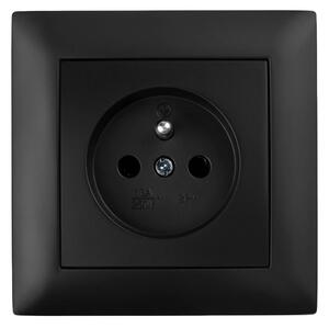 Единичен контакт със заземяване и рамка OSTE JNH001-G Black
