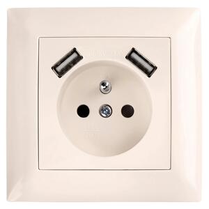 Единичен контакт със заземяване + 2x USB-A OSTE JNH003-G Beige