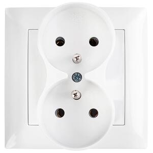 Двоен контакт със заземяване и рамка OSTE JNH002-G White