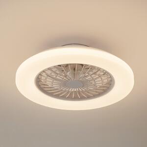 Lindby LED тавански вентилатор Vedin, бял, DC, Ø 49 cm, CCT, Затъмняване, Бял, Дневна/трапезария, Пластмаса, Модерен