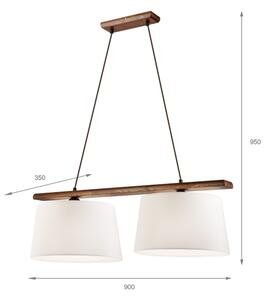 Полилей на кабел AIDA 2xE27/60W/230V Ø 35 см дъб/орех