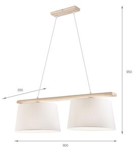 Полилей на кабел AIDA 2xE27/60W/230V pr. 35 cm дъб/бяло