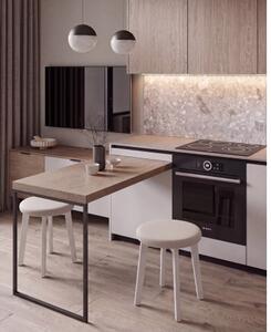 Кръгла табуретка ЗОИ Светлобежова (Storm 04) / бяла дъбова рамка