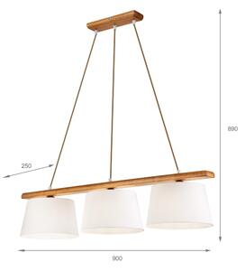 Полилей на кабел AIDA 3xE27/60W/230V Ø 25 см, дъб