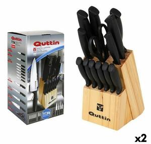 Комплект Ножове с Поставка от Дърво Quttin 47718 (14 pcs) 14 Части (2 броя)