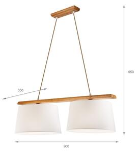 Полилей на кабел AIDA 2xE27/60W/230V Ø 35 см дъб
