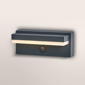 OSRAM стенна лампа ENDURA STYLE ROBUST, сива, сензор IP54 USB, Сив, Алуминий, Модерен, Стенна ъглова