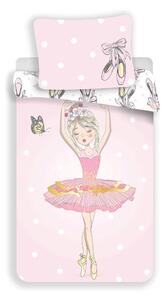 Розово единично памучно детско спално бельо 140x200 cm Ballerina – Jerry Fabrics