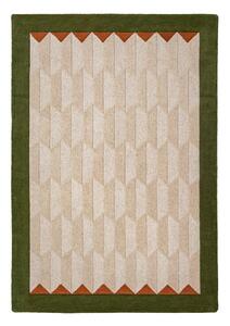 Зелен/в естествен цвят ръчно изработен вълнен килим 120x170 cm Apex Border Wool – Flair Rugs