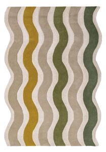Зелен/в естествен цвят ръчно изработен вълнен килим 140x200 cm Cascade Wool – Flair Rugs