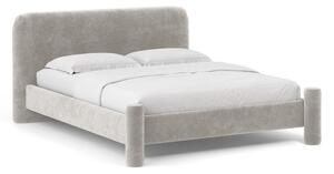 Светлосиво двойно легло 160x200 cm тапицирано с включена подматрачна рамка Vera – Micadoni