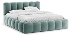 Двойно легло 140x200 cm тапицирано с място за съхранение с включена подматрачна рамка в цвят мента Lupine – Micadoni