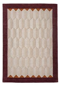 Бордо/в естествен цвят ръчно изработен вълнен килим 120x170 cm Apex Border Wool – Flair Rugs