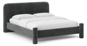 Тъмносиво двойно легло 140x200 cm тапицирано с включена подматрачна рамка Vera – Micadoni