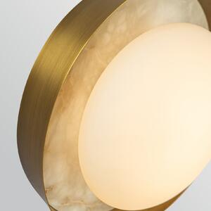 Quintiesse LED стенна лампа ALONSO, месинг, Ø 22 cm метал/стъкло/алабастър, Затъмняване, Бронзов / античен месинг, Дневна/трапезария, Метал