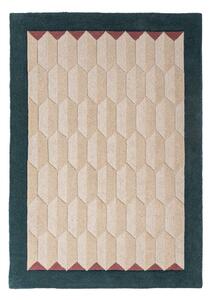 Ръчно изработен вълнен килим в естествен цвят/тюркоазен 120x170 cm Apex Border Wool – Flair Rugs