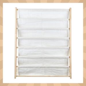 Детска етажерка за книги, дървена етажерка с 6 рафта от плат 79 x 62,5 x 30 cm