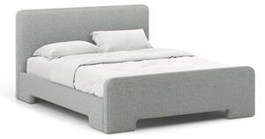 Светлосиво двойно легло 160x200 cm тапицирано с включена подматрачна рамка Eda – Micadoni