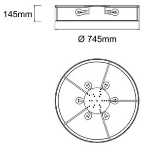Open Design OR86034 - таванно осветително тяло ZALINDRO 6xE27/15W/230V Ø 74,5 cm бял/месинг