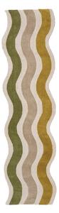 Зелена/в естествен цвят ръчно изработена вълнена пътека 80x300 cm Cascade Wool – Flair Rugs
