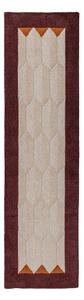 Бордо/в естествен цвят ръчно изработена вълнена пътека 60x230 cm Apex Border Wool – Flair Rugs