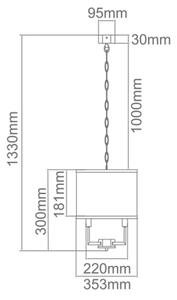 Open Design OR80223 - Полилей на верига CASA 3xE14/12W/230V кремав/месинг